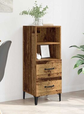 VidaXL Dressoir met lade Oud hout 34 x 34.5 x 90 cm Bewerkt hout