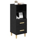 VidaXL Dressoir met lade Zwart eiken 34 x 34.5 x 90 cm Bewerkt hout