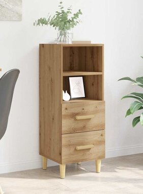 VidaXL Dressoir artisanaal eikenkleurig 34 x 34.5 x 90 cm Bewerkt hout
