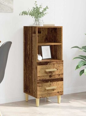 VidaXL Dressoir met lade Oud hout 34 x 34.5 x 90 cm Bewerkt hout