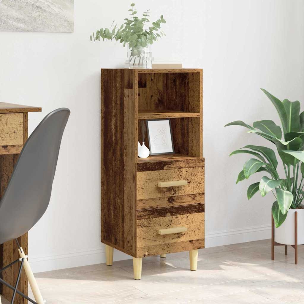 VidaXL Dressoir met lade Oud hout 34 x 34.5 x 90 cm Bewerkt hout