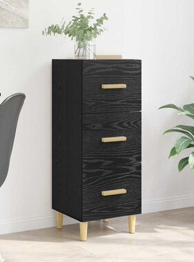 VidaXL Dressoir met lade Zwart eiken 34.5 x 34 x 90 cm Bewerkt hout