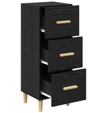 VidaXL Dressoir met lade Zwart eiken 34.5 x 34 x 90 cm Bewerkt hout