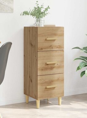 VidaXL Dressoir artisanaal eikenkleurig 34.5 x 34 x 90 cm Bewerkt hout