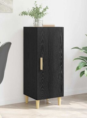 VidaXL Dressoir Zwart Eiken 34,5 x 34 x 90 cm Bewerkt hout
