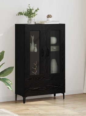 VidaXL Highboard Zwart Eiken 70 x 31 x 115 cm Gemonteerd hout en ijzer