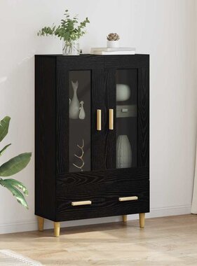 VidaXL Highboard met lade Zwart Eiken 70 x 31 x 115 cm Bewerkt hout