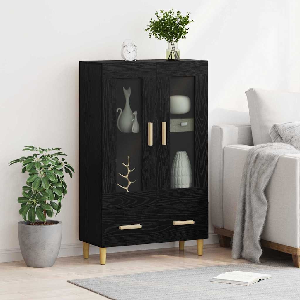 VidaXL Highboard met lade Zwart Eiken 70 x 31 x 115 cm Bewerkt hout