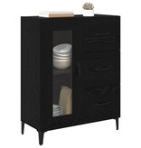 VidaXL Dressoir Zwart Eiken 69,5 x 34 x 90 cm Gemonteerd hout en ijzer