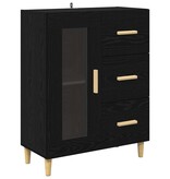 VidaXL Dressoir met lade Zwart Eiken 69,5 x 34 x 90 cm Bewerkt hout