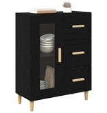 VidaXL Dressoir met lade Zwart Eiken 69,5 x 34 x 90 cm Bewerkt hout