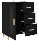 VidaXL Dressoir met lade Zwart Eiken 69,5 x 34 x 90 cm Bewerkt hout