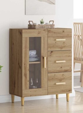 VidaXL Dressoir met lade Artisan Eiken 69,5 x 34 x 90 cm Bewerkt hout
