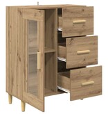 VidaXL Dressoir met lade Artisan Eiken 69,5 x 34 x 90 cm Bewerkt hout