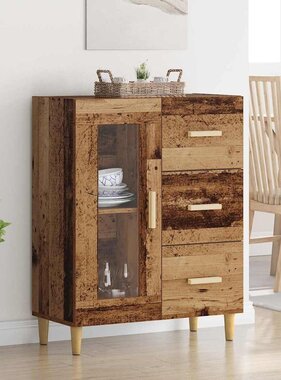 VidaXL Dressoir met lade Oud Hout 69,5 x 34 x 90 cm Bewerkt hout