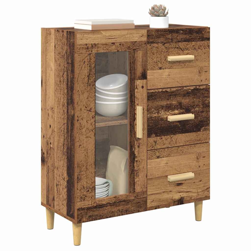 VidaXL Dressoir met lade Oud Hout 69,5 x 34 x 90 cm Bewerkt hout