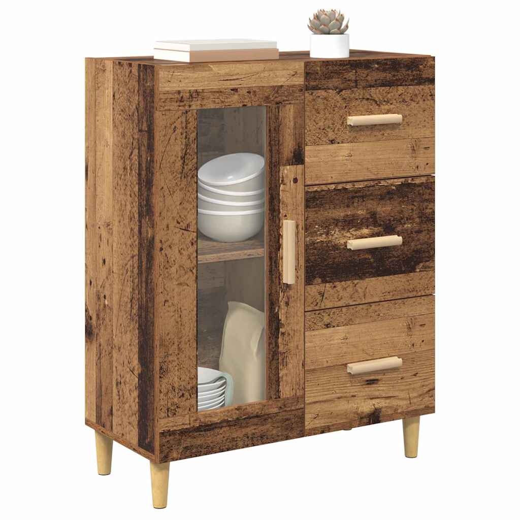 VidaXL Dressoir met lade Oud Hout 69,5 x 34 x 90 cm Bewerkt hout