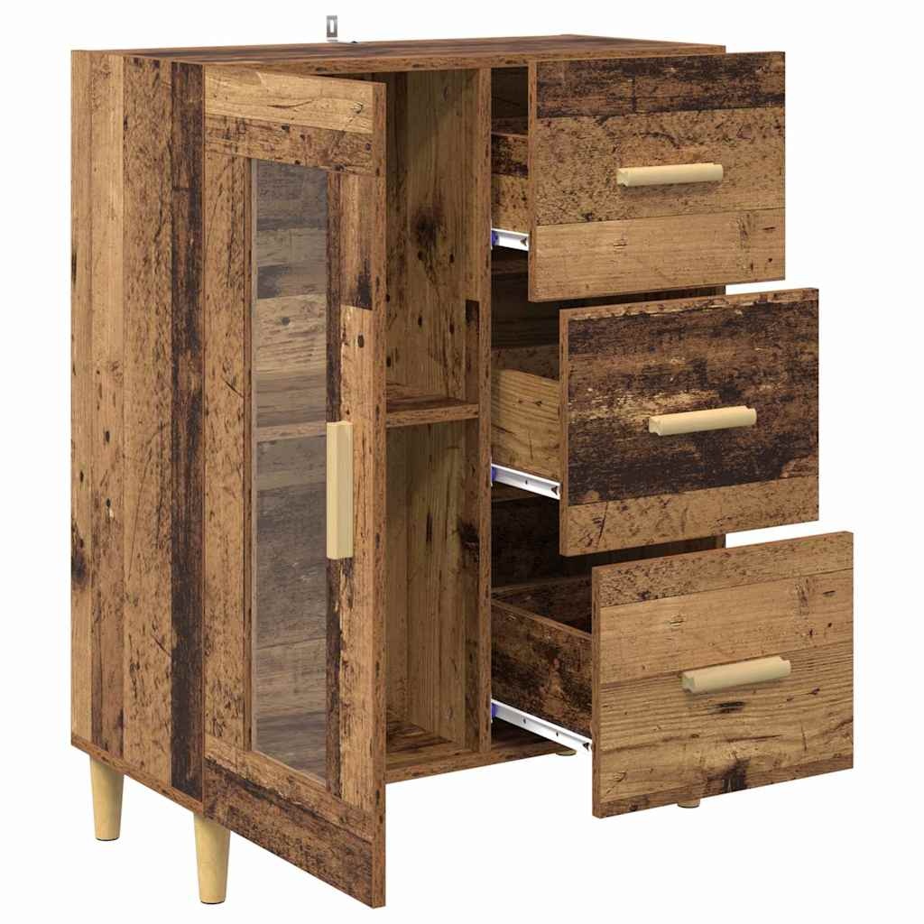 VidaXL Dressoir met lade Oud Hout 69,5 x 34 x 90 cm Bewerkt hout