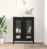 VidaXL Dressoir Zwart Eiken 69,5 x 34 x 90 cm Gemonteerd hout en ijzer