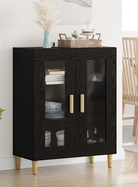 VidaXL Dressoir Zwart Eiken 69,5 x 34 x 90 cm Bewerkt hout