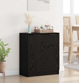 VidaXL Dressoir met lade Zwart Eiken 60 x 30 x 70 cm Bewerkt hout