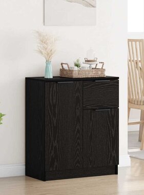 VidaXL Dressoir met lade Zwart Eiken 60 x 30 x 70 cm Bewerkt hout