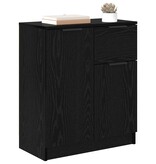 VidaXL Dressoir met lade Zwart Eiken 60 x 30 x 70 cm Bewerkt hout