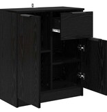 VidaXL Dressoir met lade Zwart Eiken 60 x 30 x 70 cm Bewerkt hout