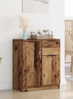VidaXL Dressoir met lade Oudhout 60 x 30 x 70 cm Bewerkt hout