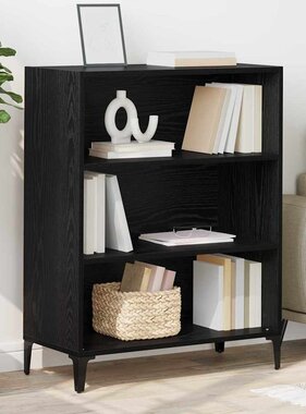 VidaXL Dressoir Zwart Eiken 69,5 x 32,5 x 90 cm Bewerkt hout