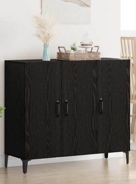 VidaXL Dressoir Zwart eiken 34 x 90 x 80 cm Bewerkt hout