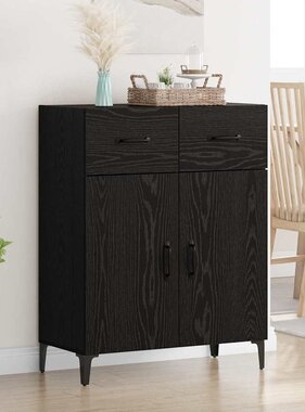 VidaXL Dressoir met lade Zwart Eiken 69,5 x 34 x 90 cm Bewerkt hout