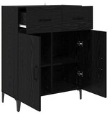 VidaXL Dressoir met lade Zwart Eiken 69,5 x 34 x 90 cm Bewerkt hout