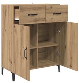 VidaXL Dressoir met lade Artisan Eiken 69,5 x 34 x 90 cm Bewerkt hout