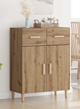 VidaXL Dressoir artisanaal eikenkleurig 34 x 69.5 x 89 cm Bewerkt hout