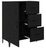 VidaXL Dressoir met lade Zwart Eiken 69,5 x 34 x 90 cm Bewerkt hout