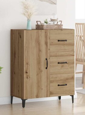 VidaXL Dressoir met lade Artisan Eiken 69,5 x 34 x 90 cm Bewerkt hout