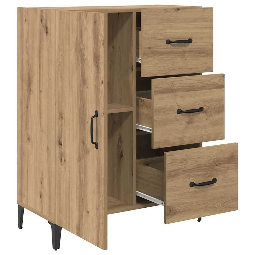VidaXL Dressoir met lade Artisan Eiken 69,5 x 34 x 90 cm Bewerkt hout