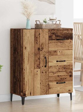 VidaXL Dressoir met lade Oudhout 69,5 x 34 x 90 cm Bewerkt hout