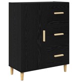VidaXL Dressoir met lade Zwart eiken 34 x 69.5 x 90 cm Bewerkt hout