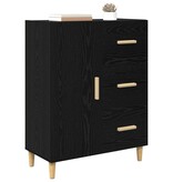 VidaXL Dressoir met lade Zwart eiken 34 x 69.5 x 90 cm Bewerkt hout