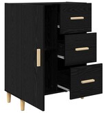 VidaXL Dressoir met lade Zwart eiken 34 x 69.5 x 90 cm Bewerkt hout