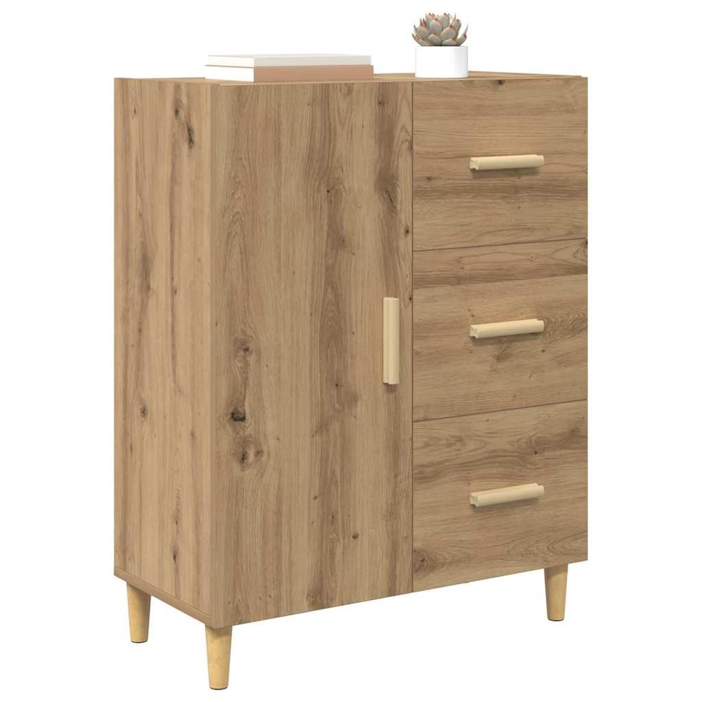 VidaXL Dressoir artisanaal eikenkleurig 34 x 69,5 x 90 cm Bewerkt hout