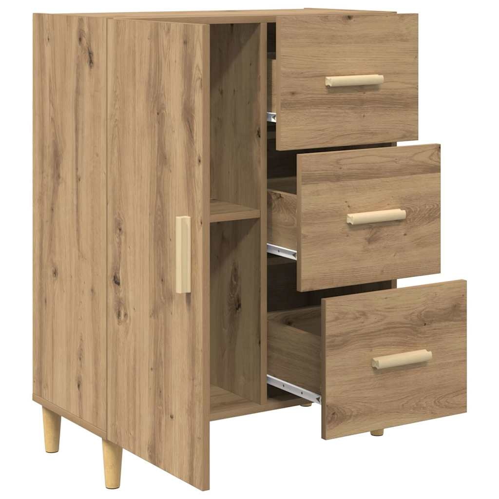 VidaXL Dressoir artisanaal eikenkleurig 34 x 69,5 x 90 cm Bewerkt hout