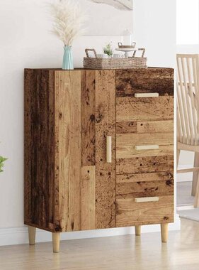 VidaXL Dressoir met lade Oud hout 34 x 69.5 x 90 cm Bewerkt hout