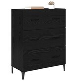 VidaXL Dressoir Zwart Eiken 69,5 x 34 x 90 cm Gemonteerd hout en ijzer