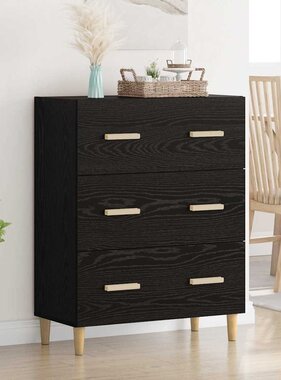 VidaXL Dressoir Zwart Eiken 69,5 x 34 x 90 cm Bewerkt hout