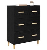 VidaXL Dressoir Zwart Eiken 69,5 x 34 x 90 cm Bewerkt hout