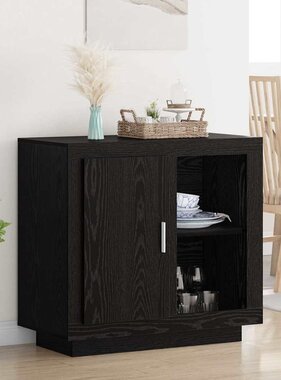 VidaXL Dressoir Zwart Eiken 80 x 40 x 75 cm Bewerkt hout