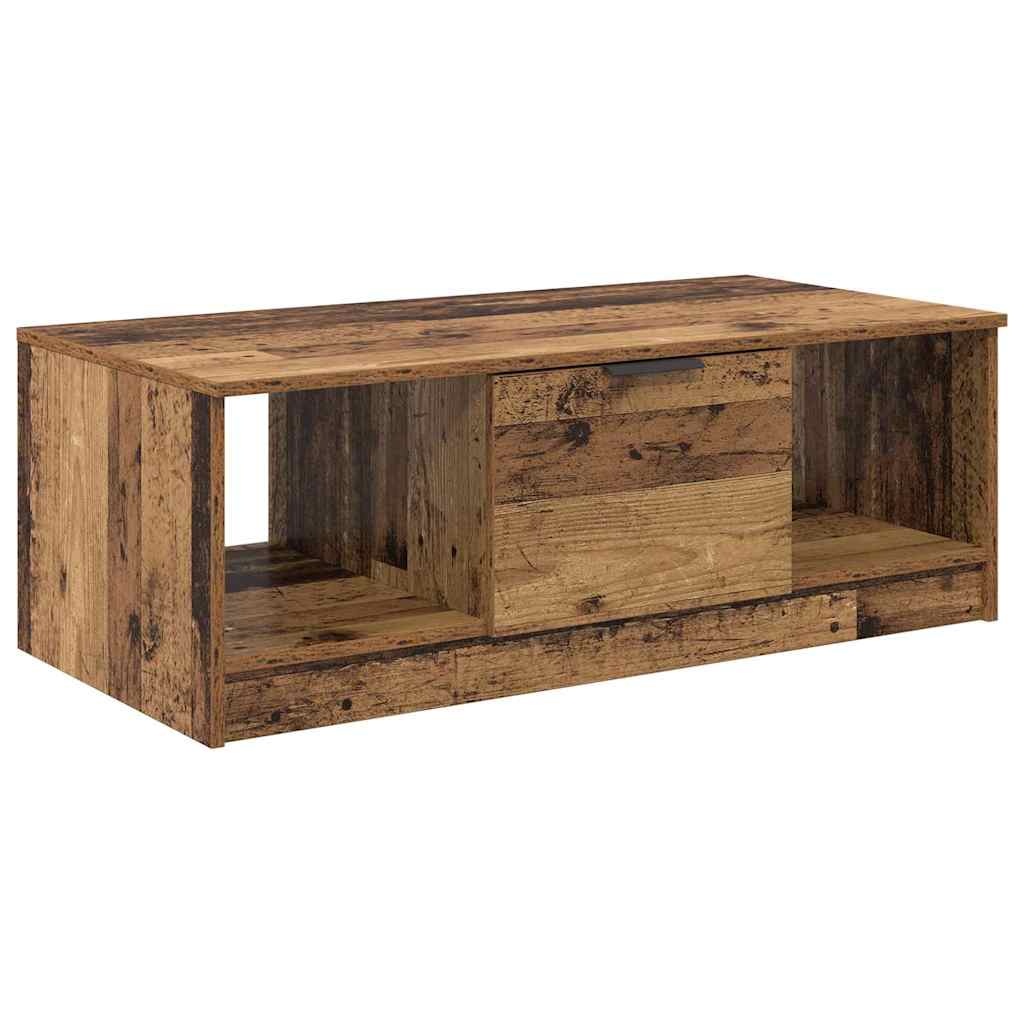 VidaXL Salontafel met lade Oud Hout 102 x 50 x 36cm Bewerkt hout